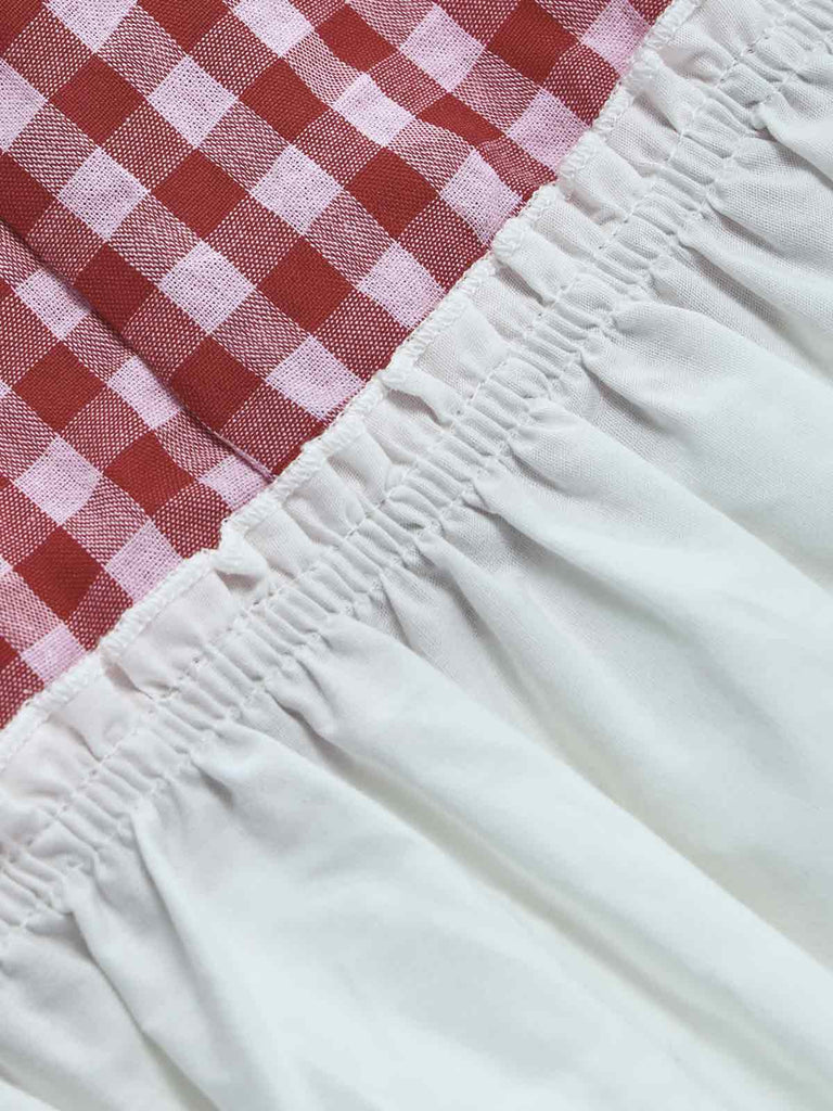 [Prévente] Mini Robe Rouge Vichy Col Carré à Ourlet Volant Années 1960 5
