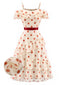 [Prévente] Robe volants pois crème et rouge années 1960