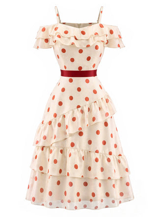 [Pre-Sale] True Red 1960s Polka Dot Ruffle Dress 2