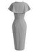[Prévente] Ensemble 2 pièces gris avec robe crayon taille haute et cape à nœud années 1960