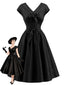 [Prévente] Robe évasée noire sans manches et col V années 50