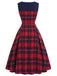 [Prévente] Robe à carreaux tartan col carré nœud et double boutonnage Années 1950