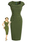 [Prévente] Robe verte unie encolure cœur et boutonnée années 60