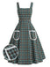 [Prévente] Robe Chasuble Verte à Carreaux Dentelle avec Poche Années 1950
