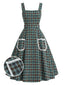 [Prévente] Robe chasuble verte carreaux poches dentelle années 50