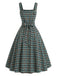 [Prévente] Robe Chasuble Verte à Carreaux Dentelle avec Poche Années 1950 4