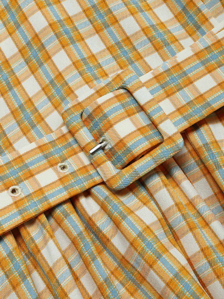 [Pre-Sale] Orange Color 1940s Plaid Vintage Classic Dress 5