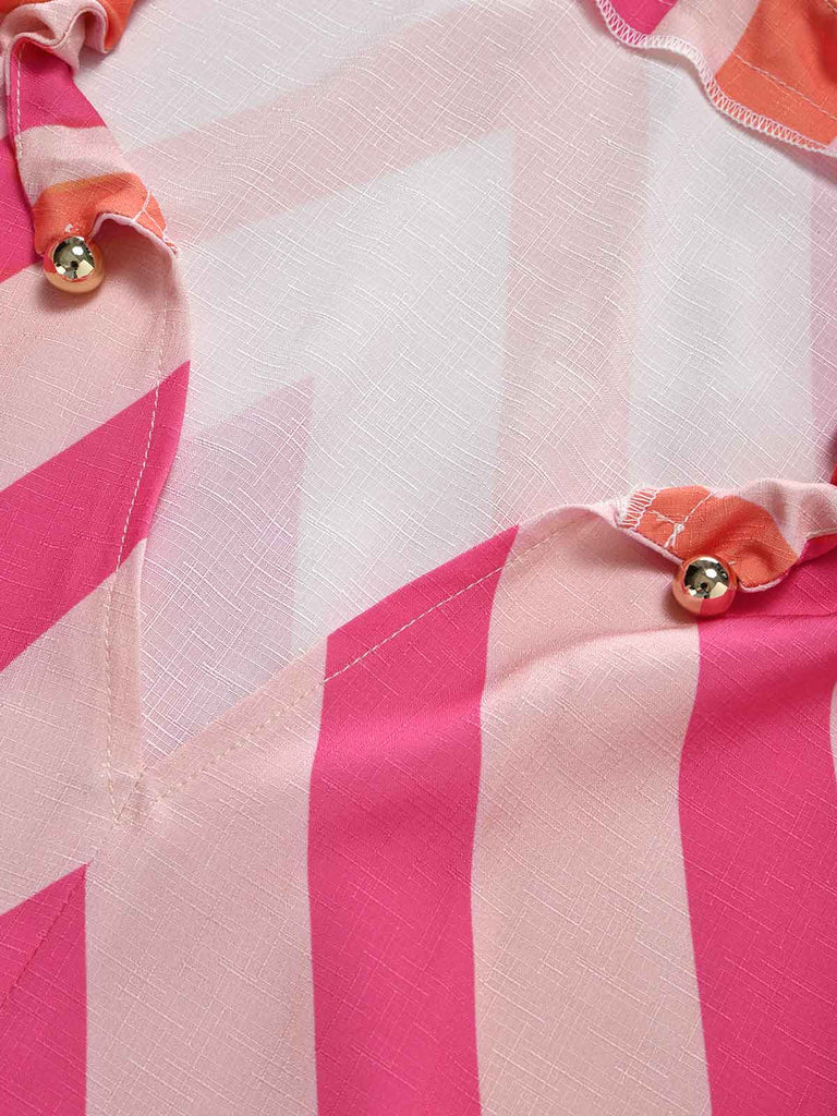 [Pre-Sale] Orange Red 1960s Floral Striped Dress 6