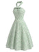 [Prévente] Robe Vert Menthe Floral Coton Dos Nu Nœud Évasé Années 1940 3