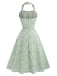 [Prévente] Robe Vert Menthe Floral Coton Dos Nu Nœud Évasé Années 1940 4