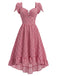 [Prévente] Robe Rouge Vichy Manches Tulipe Asymétrique Volant Années 1940 2