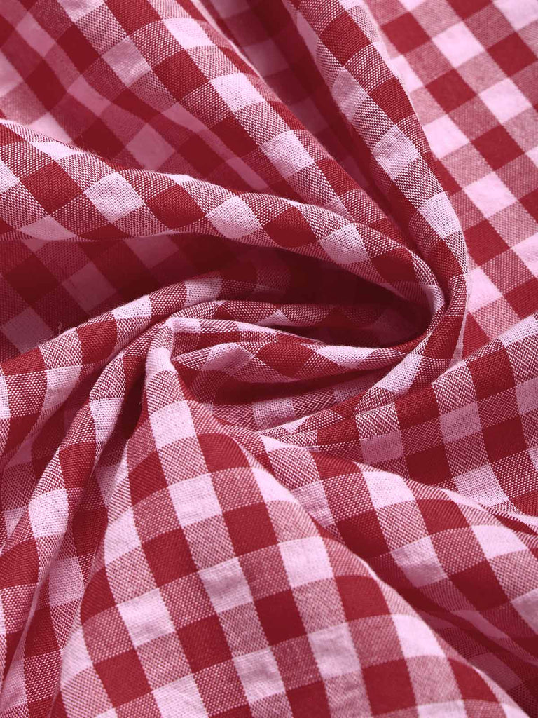 [Prévente] Robe Rouge Vichy Manches Tulipe Asymétrique Volant Années 1940 6