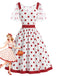 [Prévente] Robe Rouge Blanc à Pois avec Detachable Filet Cape Années 1950