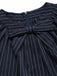 [Prévente] Robe bleu profond à fines rayures, col noué et capelet années 1950