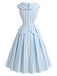 [Prévente] Robe Sans Manches Revers Rayée Bleu Clair Années 1950