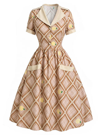 [Pre-Sale] Light Brown 1940s Vintage Classic Dress 3
