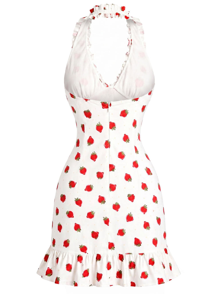 [Prévente] Robe Rouge Volant Dos Nu Strawberry Années 1930 3