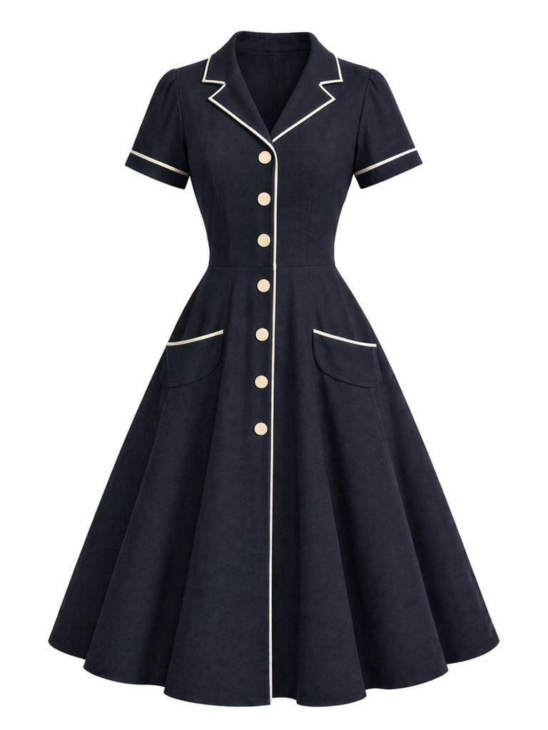 [Pre-Sale] Deep Blue 1950s Vintage Classic Dress 2
