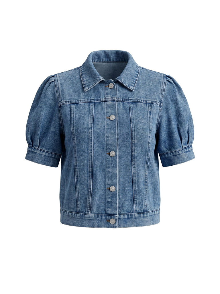 Veste Manches Bouffantes Cropped Denim Années 1950 3