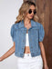 Veste Manches Bouffantes Cropped Denim Années 1950 2