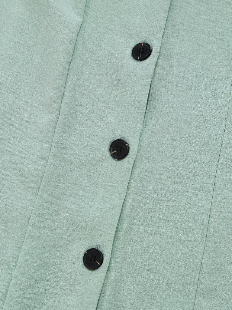 Combinaison Ice Vert Bretelles Fines Jambes Larges Années 1970 5