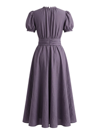 Robe Dentelle Trim Manches Bouffantes Maxi Années 1920 7