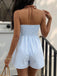 Combishort Dos Nu Contrasté Halter Vertical Rayé Bordure Bleu Années 1950 5