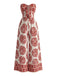 Combinaison Bustier Jambes Larges Floral Bohème Imprimé Rouge Années 1970 2