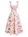 Robe Midi à Bretelles Nouées Imprimé Floral Années 50