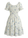 Robe Floral Col Carré Volant Années 1950 2
