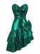 [Prévente] Robe Mini Bustier Nœud Asymétrique à Volants Métallisée Verte Années 50