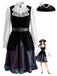 Ensemble costume de pirate médiéval en velours, col en dentelle et ceinture années 1980