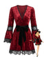 Robe Rouge en Dentelle Col V Gothique Années 1970