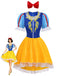 Robe de princesse de cosplay bleue et jaune à manches bouffantes années 1960
