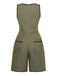 Combishort Vert Col V Sans Manches Boutonné Années 1940 3