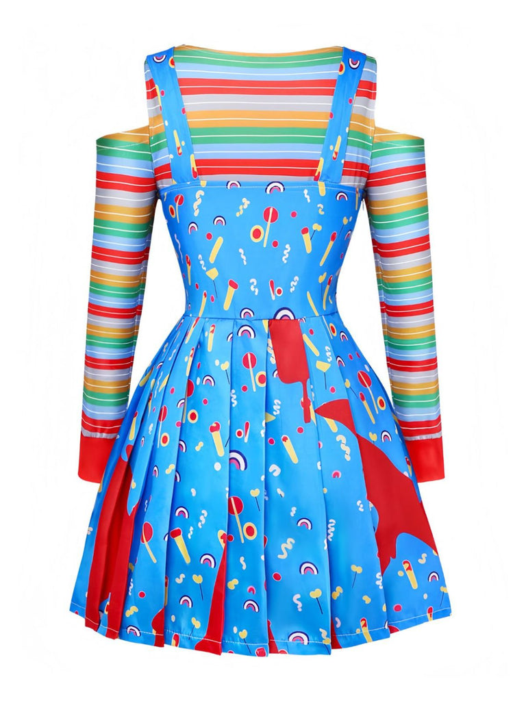 3PCS Halloween Haut Rayé & Robe Salopette Années 1960 3
