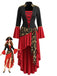 Robe Rouge et Noir Pirate Costume Lacé High Low Années 1940