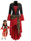 Robe Rouge et Noir Pirate Cosplay Halloween Années 1940