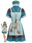 Robe bleue d'infirmière avec tablier ensanglanté années 1960