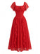 Robe Col Carré Volant Longue Bordure Manches Volantées Années 1930 2