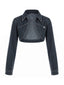 Veste Bleu Revers Denim Manches Longues Années 1950