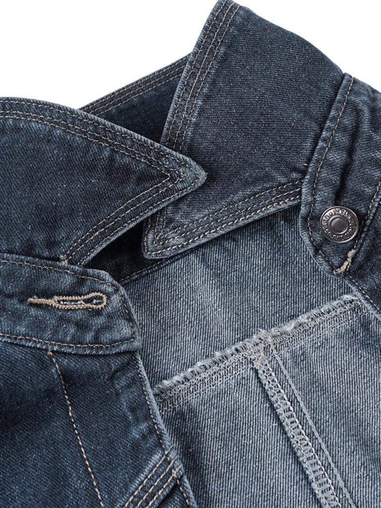 Veste Deep Bleu Revers Denim Cropped Jacket Années 1950