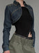 Veste Deep Bleu Revers Denim Cropped Jacket Années 1950
