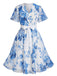 [Grande Taille] Robe Verte Floral Col V Mousseline Années 1950