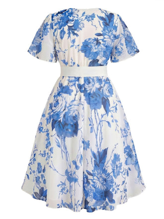 [Grande Taille] Robe Floral Col V Mousseline Années 1950