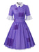 Robe Halloween Patchwork à Col Claudine Violet Années 1950