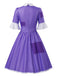 Robe Halloween Patchwork à Col Claudine Violet Années 1950