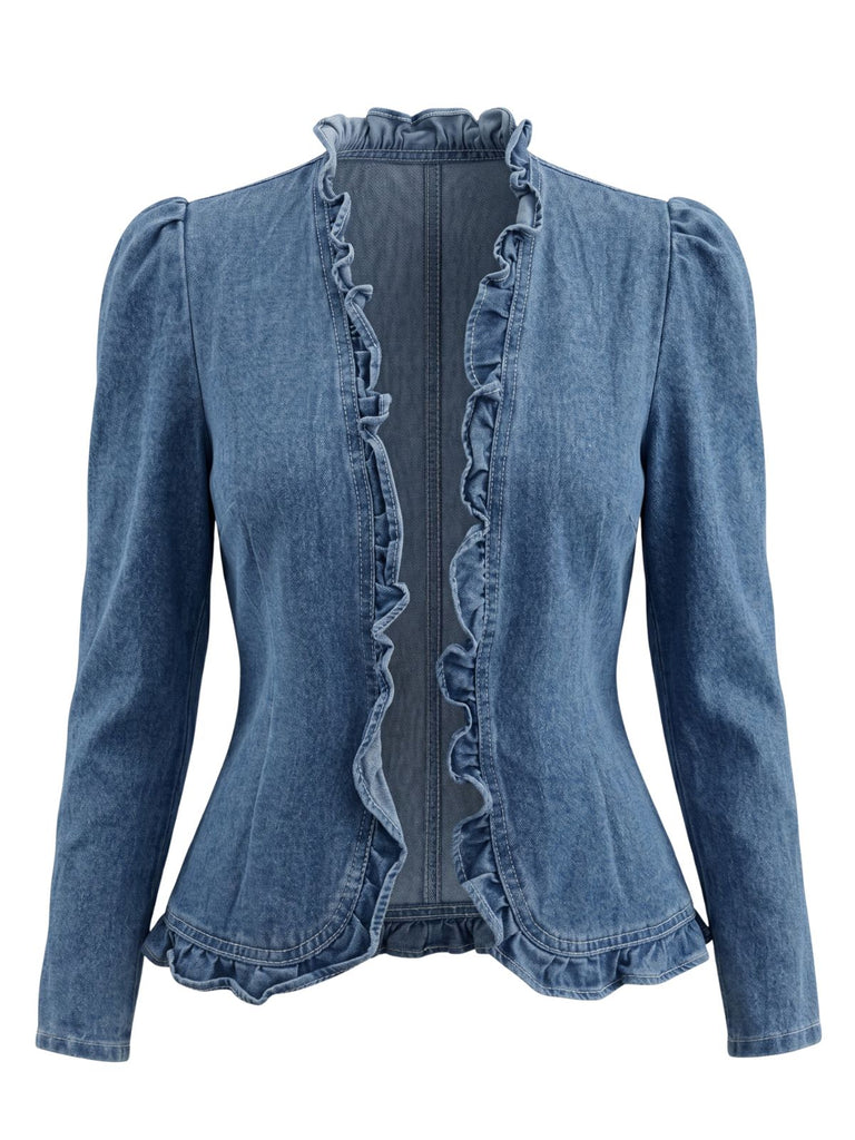 Veste Volant Manches Longues Denim Années 1960 3