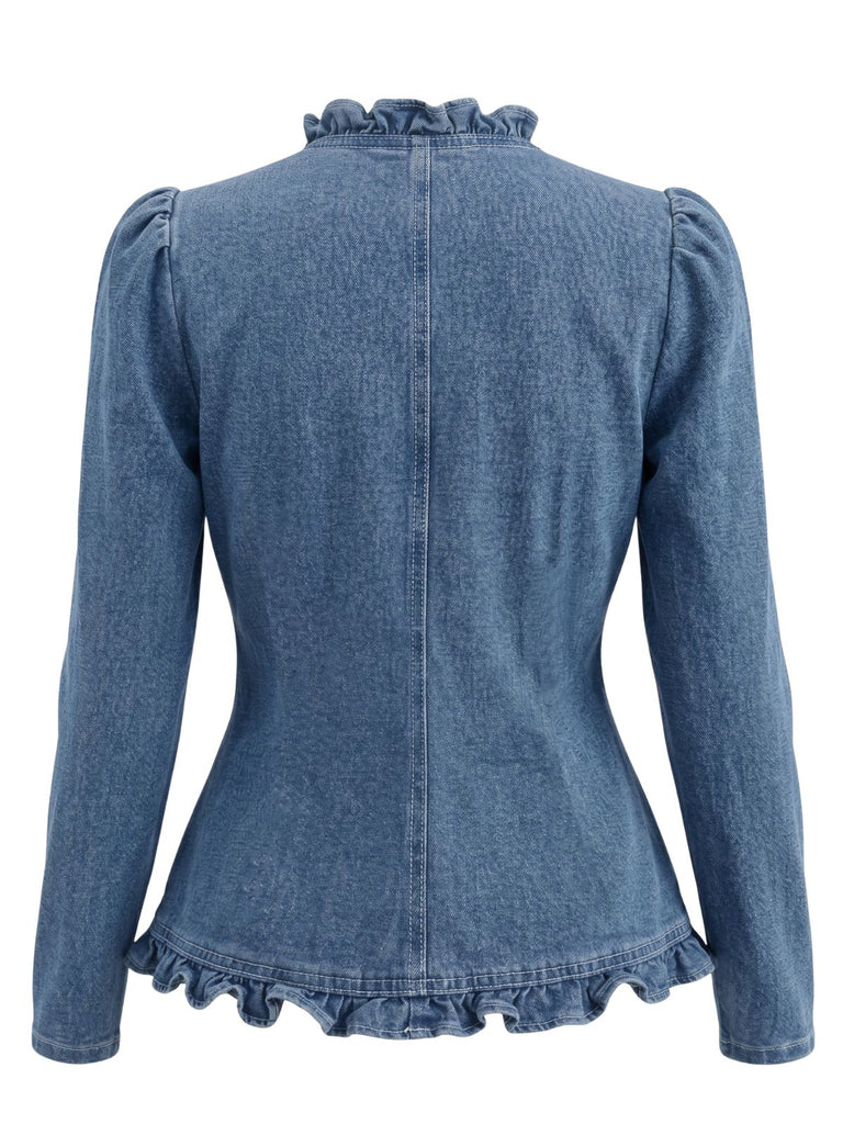 Veste Volant Manches Longues Denim Années 1960 4