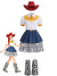 Ensemble de costume de cow-girl western multicolore années 1950